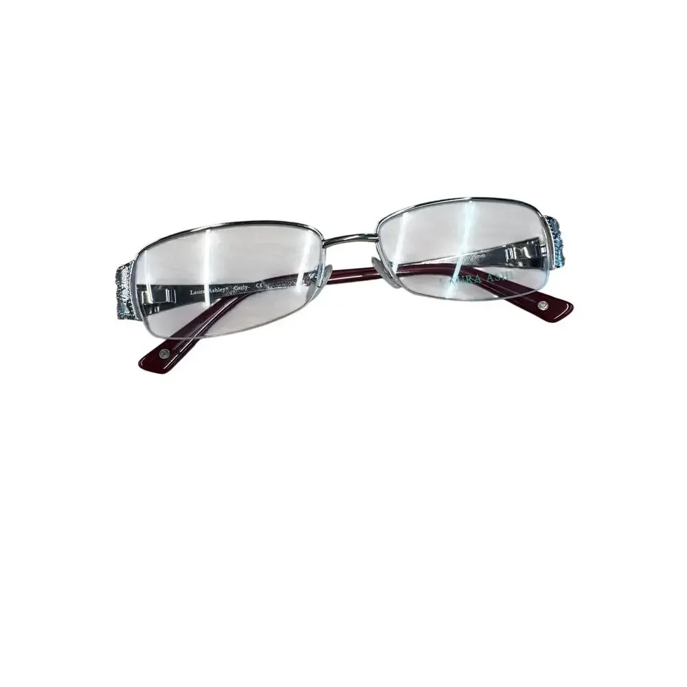 NEW Deadstock Laura Ashley Carly Platinum office siren Y2k rectangular Glasses